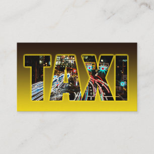 Taxi driver cabdriver yellow taxi neon city lights business card