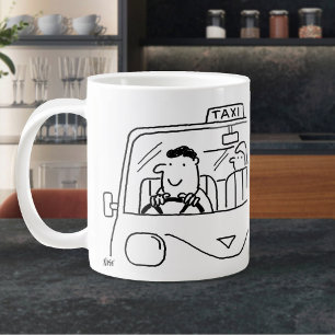 Taxi Driver Cartoon Large Coffee Mug