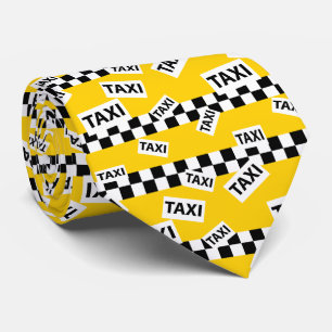 Taxi Driver New York Yellow Cab Chequerboard Fun Tie