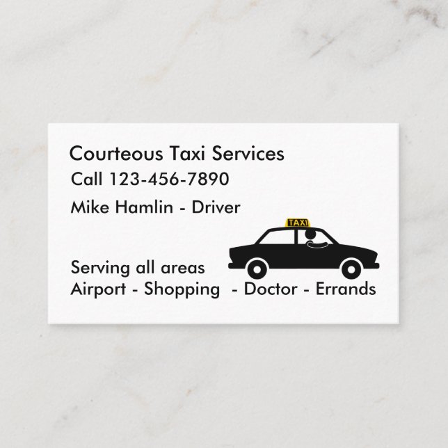 Taxi Driver Simple Business Cards (Front)