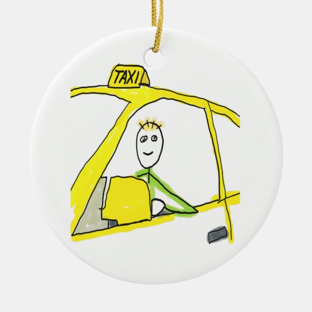 Taxi Driver Stickman Ceramic Ornament (Front)