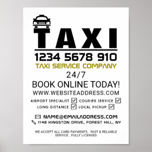 Taxi Firm Logo, Taxi Cab Firm Advertising Poster