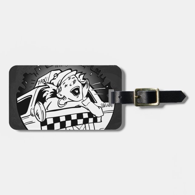Taxi Girl Luggage Tag (Front Horizontal)