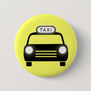 Taxi in Black & White 6 Cm Round Badge