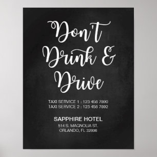 Taxi Info Wedding Sign   Modern Calligraphy Signs