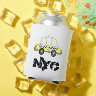 Taxi NYC Yellow New York City Chequered Cab Car Can Cooler