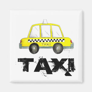 Taxi NYC Yellow New York City Chequered Cab Car Magnet