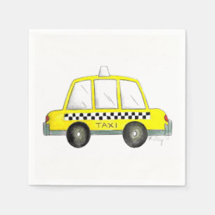 Taxi NYC Yellow New York City Chequered Cab Party Napkin