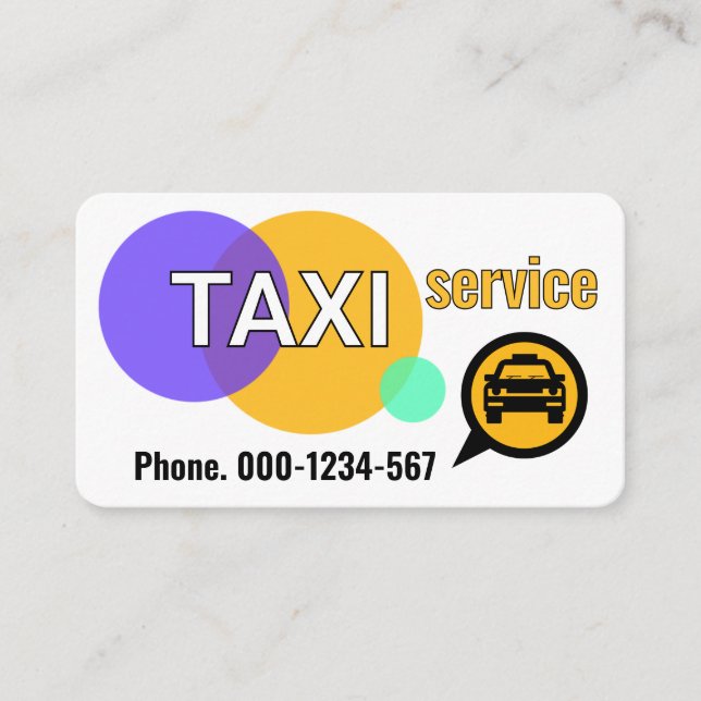 Taxi Radius Circles Cab Service Business Card (Front)