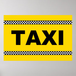 TAXI Sign POSTER Classic Yellow Black and White
