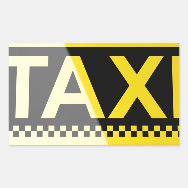 Taxi sign rectangular sticker (Front)