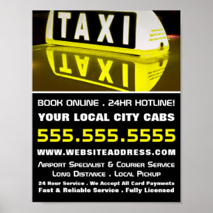 Taxi Sign Reflection, Taxi Cab Firm Advertising