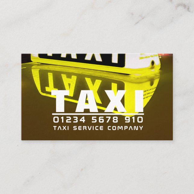 Taxi Sign Reflection, Taxi Cab Firm, Price List Business Card (Front)