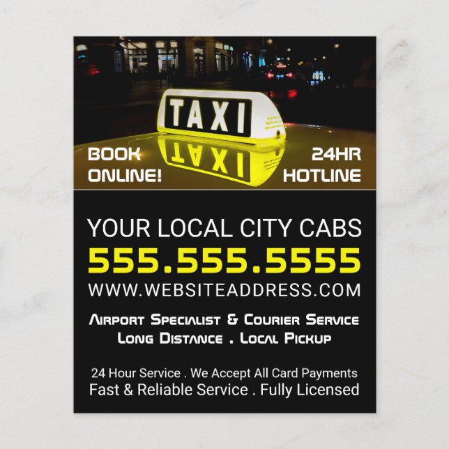 Taxi Sign, Taxi Cab Firm with Price List Flyer (Front)