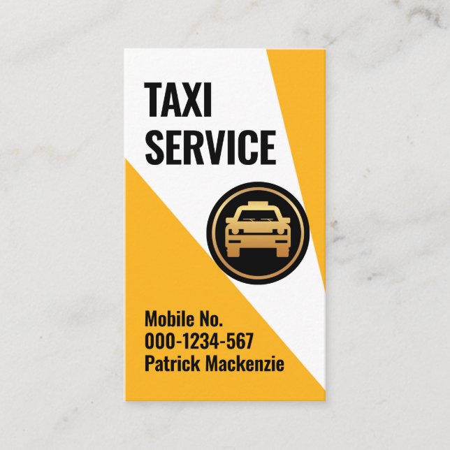 Taxi Spotlight On Car Cab Icon Business Card (Front)