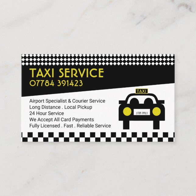 Taxi Station/Driver, Price List Business Card (Front)