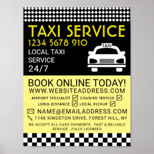Taxi Station, Taxi Cab Firm Advertising Poster