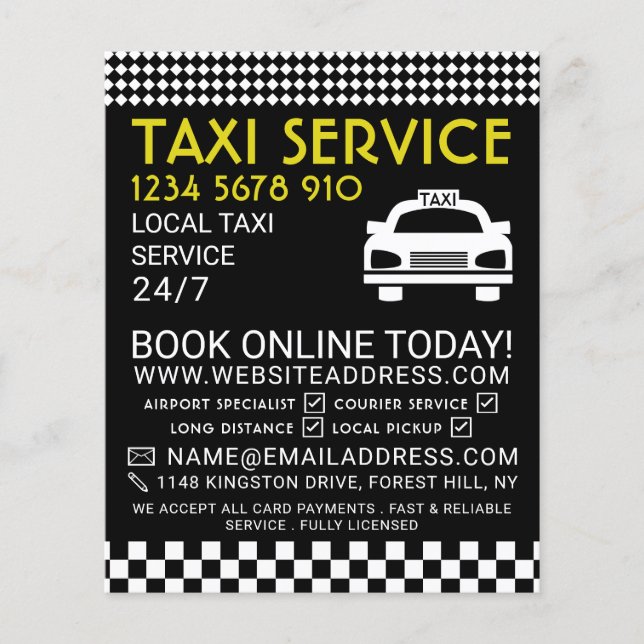 Taxi Station, Taxi Cab Firm with Price List Flyer (Front)