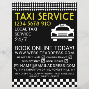 Taxi Station, Taxi Cab Firm with Price List Flyer