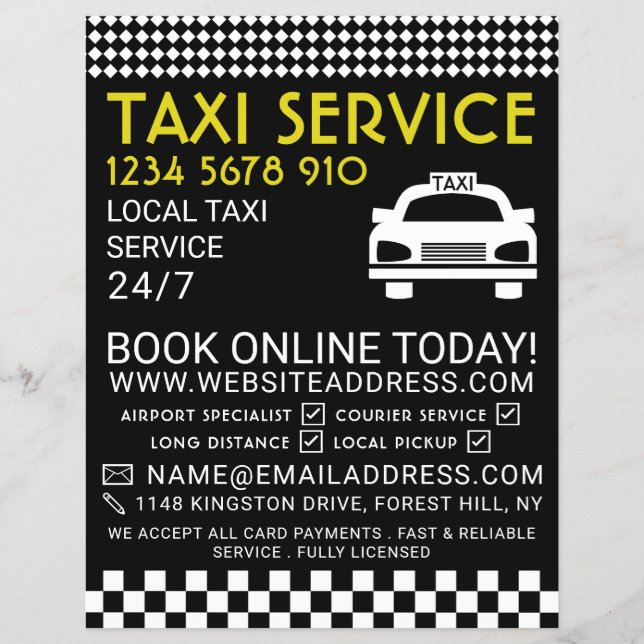 Taxi Station, Taxi Cab Firm with Price List Flyer (Front)