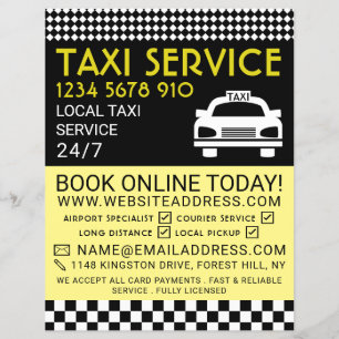 Taxi Station, Taxi Cab Firm with Price List Flyer