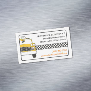 Taxi Yellow Cab Magnetic Business Card