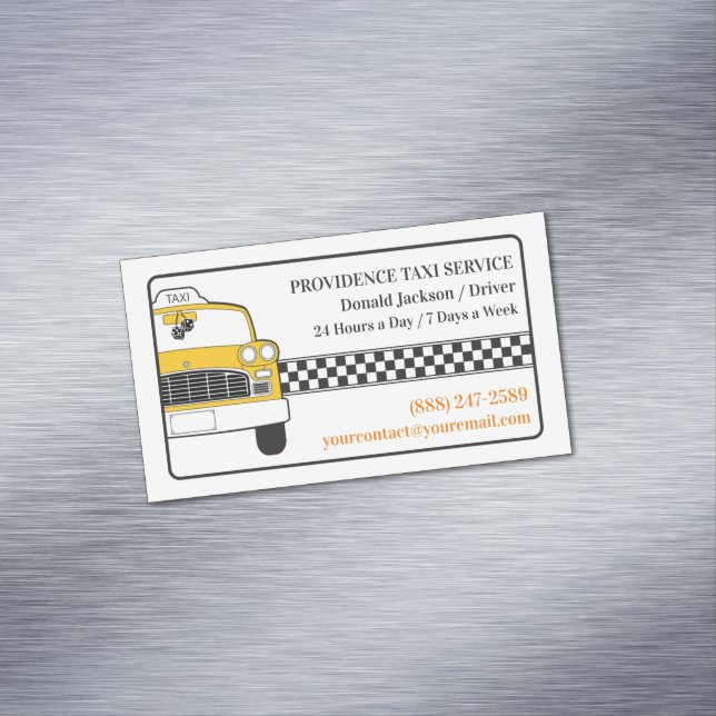 Taxi Yellow Cab Magnetic Business Card (In Situ)