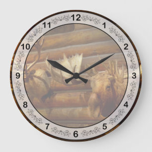 Taxidermy - The hunting lodge Large Clock
