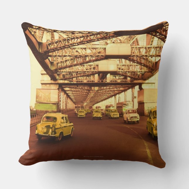 Taxi's on a Bridge Cushion (Front)