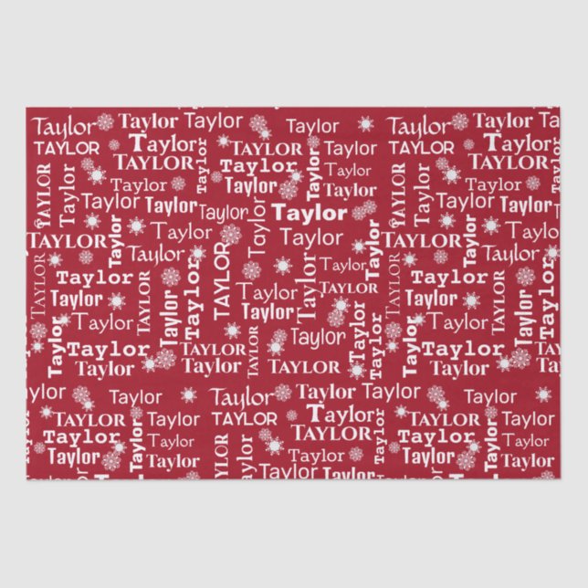 TAYLOR Custom Name With Snowflakes  Tissue Paper (Front)