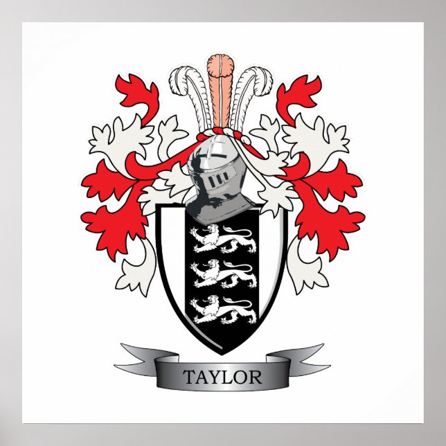 Taylor Family Crest Coat of Arms Poster (Front)