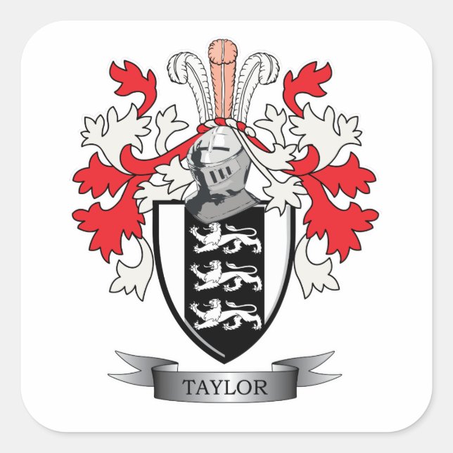 Taylor Family Crest Coat of Arms Square Sticker (Front)