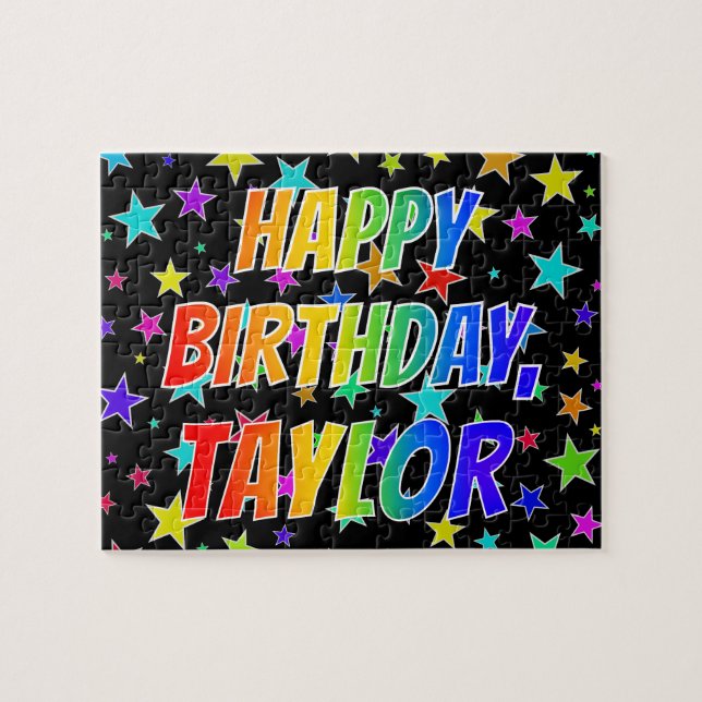 "TAYLOR" First Name, Fun "HAPPY BIRTHDAY" Jigsaw Puzzle (Horizontal)