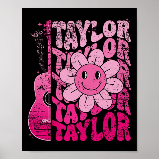 Taylor First Name I Love Taylor Girl Groovy 80's V Poster (Front)