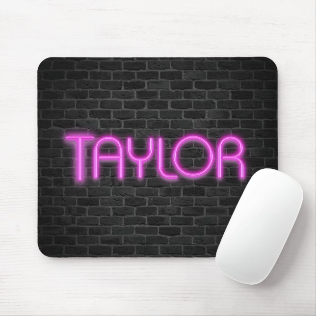 TAYLOR In Pink Neon Lights Mouse Pad (With Mouse)