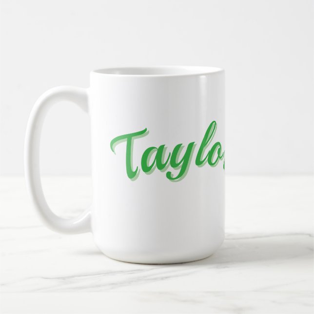 Taylor Name In Green, Coffee Mug (Left)