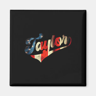 Taylor Name Personalised American Flag 4th Of July Magnet