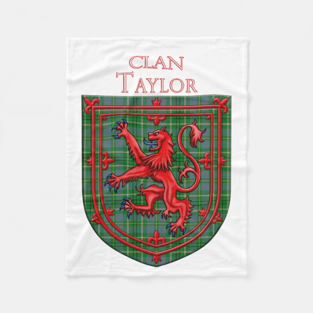 Taylor Tartan Scottish Plaid Lion Rampant Fleece Blanket (Front)