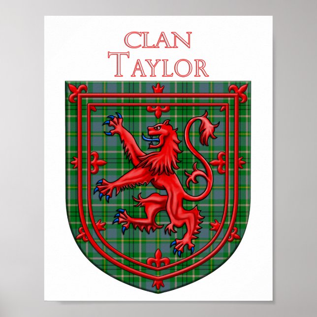 Taylor Tartan Scottish Plaid Lion Rampant Poster (Front)