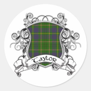 Taylor Tartan Shield Classic Round Sticker