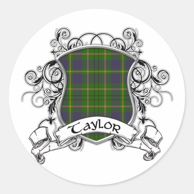 Taylor Tartan Shield Classic Round Sticker (Front)
