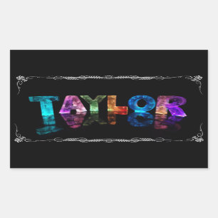 Taylor  - The Name Taylor in 3D Lights (Photograph Rectangular Sticker