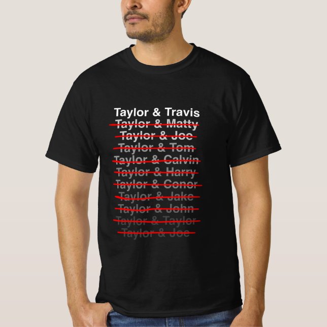 Taylor & Travis (White Text / Red Line) T-Shirt (Front)