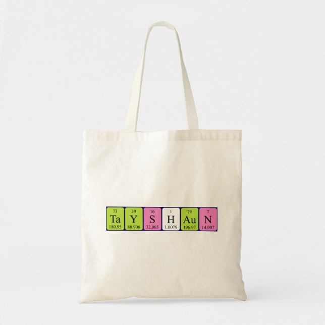 Tayshaun periodic table name tote bag (Front)