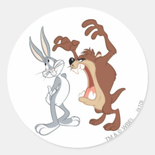 TAZ™ and BUGS BUNNY™ Not Even Flinching - Colour Classic Round Sticker