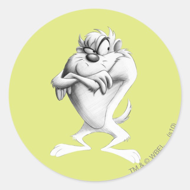 TAZ™ Drawing Classic Round Sticker (Front)