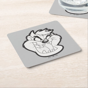 TAZ™ Evil Grin Badge Square Paper Coaster