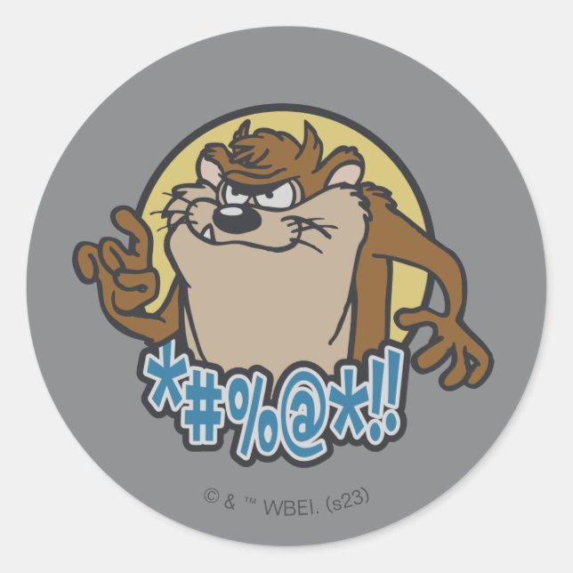TAZ™ Expletive Circle Graphic Classic Round Sticker (Front)