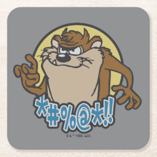 TAZ™ Expletive Circle Graphic Square Paper Coaster