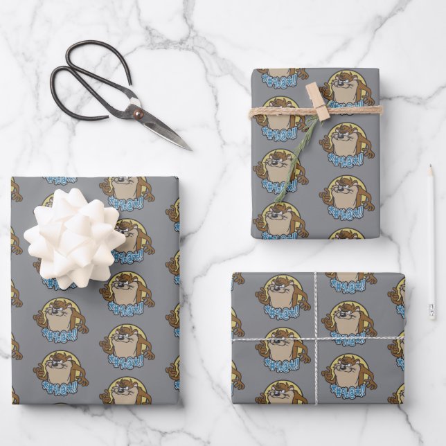 TAZ™ Expletive Circle Graphic Wrapping Paper Sheet (Front)